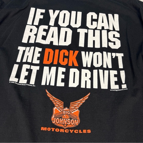 Vintage Big Johnson Motorcycles XXL Shirt Black If You Can Read Won’t Let Drive - Picture 3 of 7